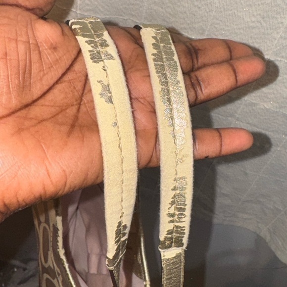 Coach Beige and Gold Signature Tote - Picture 6 of 12